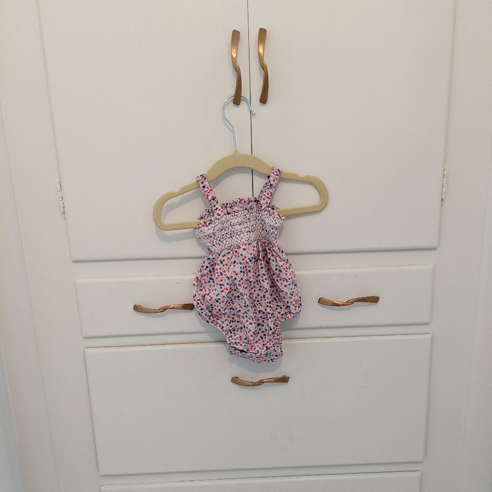 Patriotic smocked bubble romper